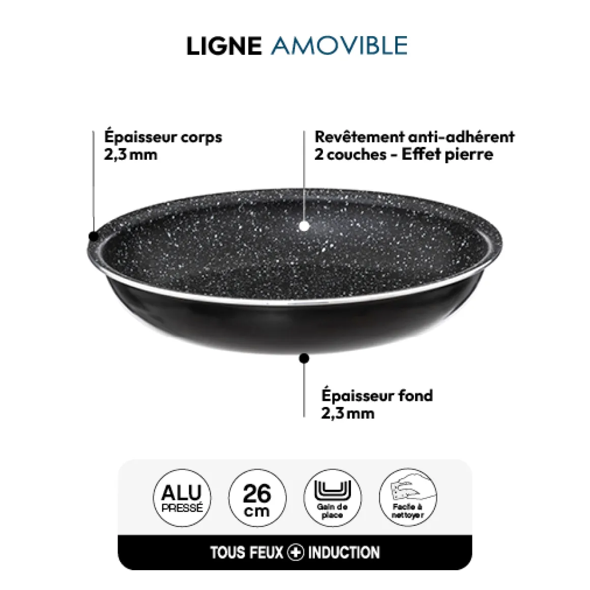 Poêle Aluminium pressé, 26 cm