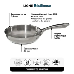 Poêle Inox, 26 cm