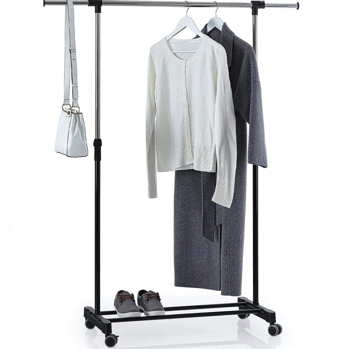 Portant à vêtements à roulettes simple