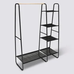Portant à vêtements avec 4 étagères, Noir