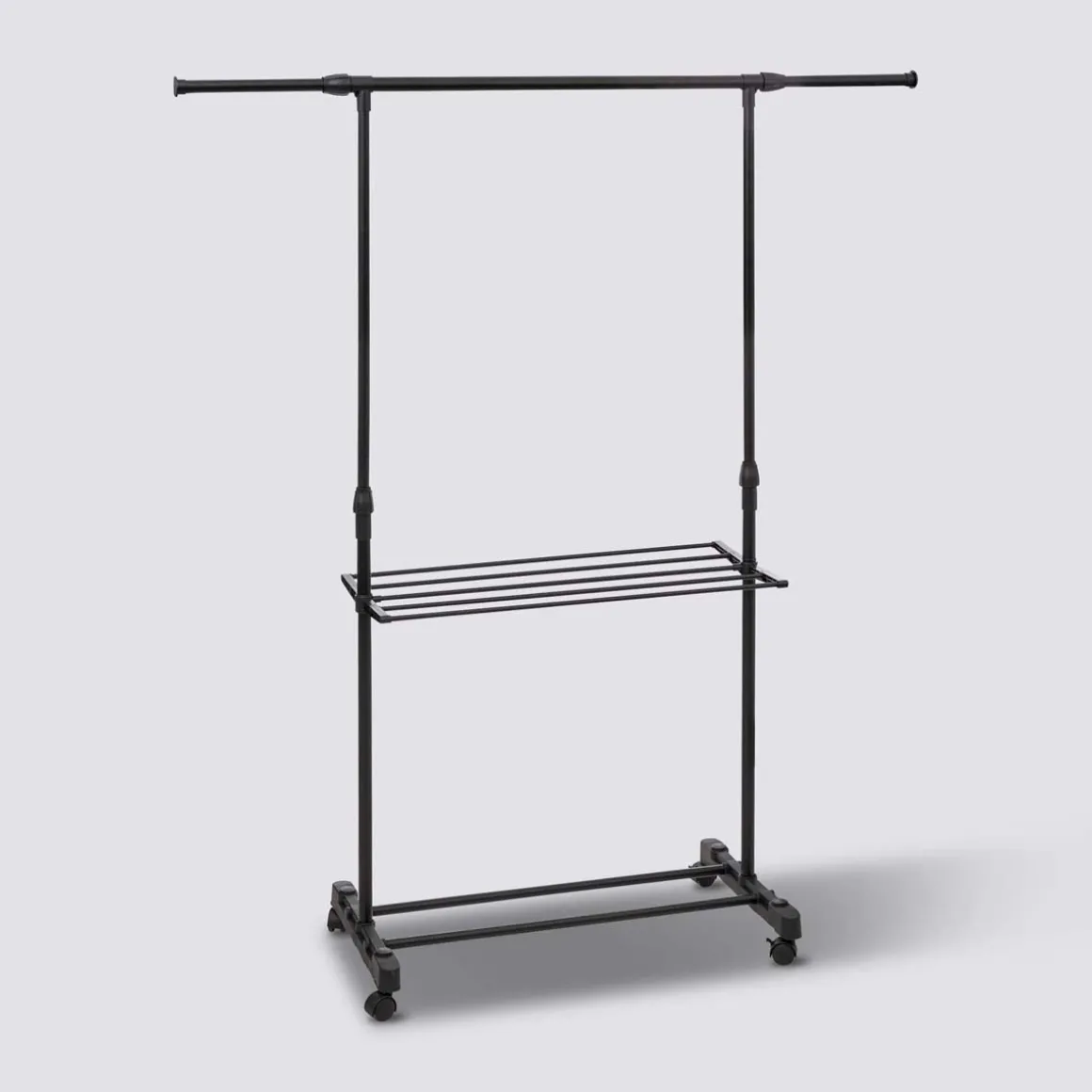 Portant à vêtements avec étendoir à roulettes