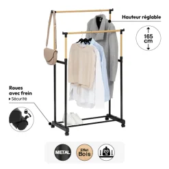 Portant à vêtements double métal et plastique