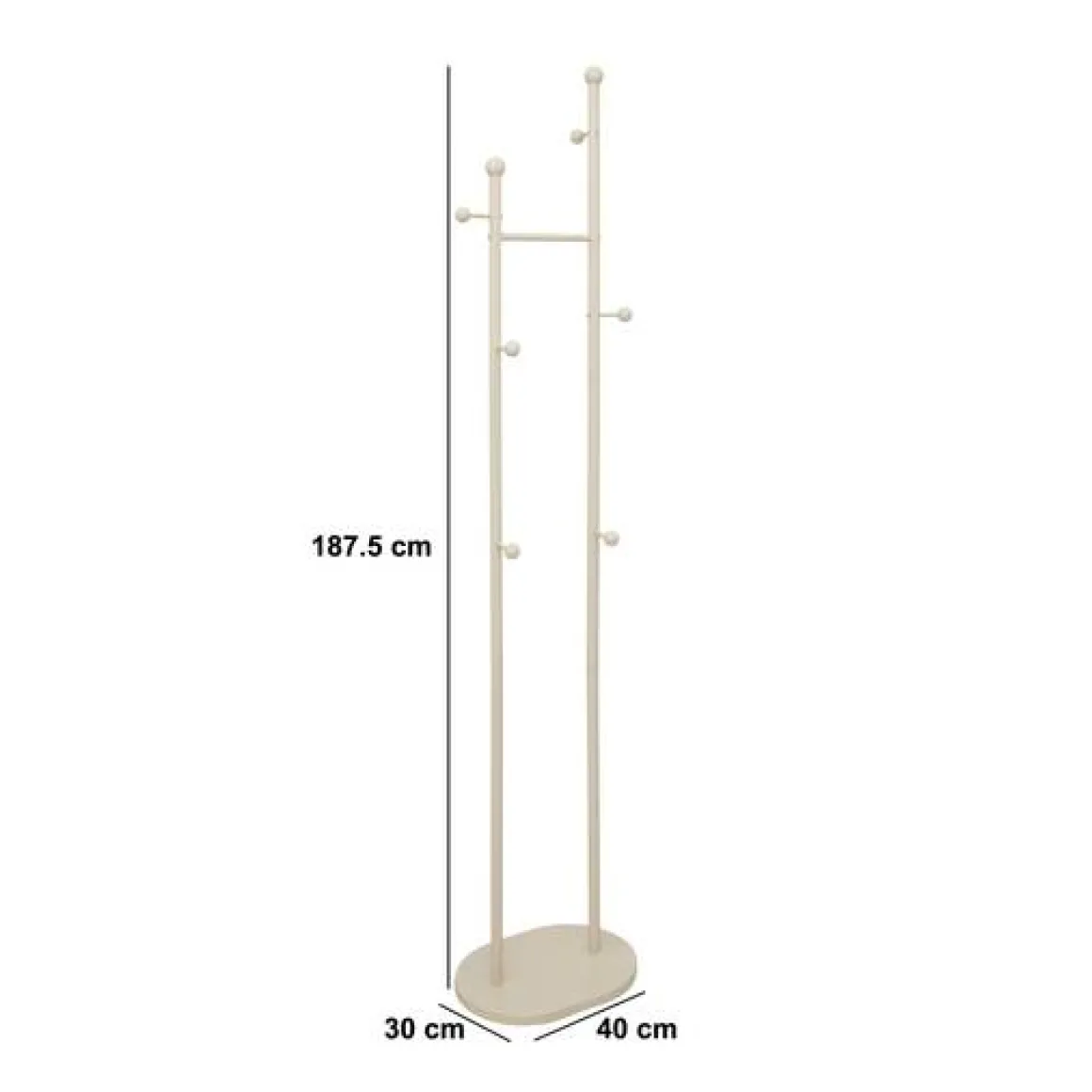 Porte-manteaux, 6 accroches, L.40 cm