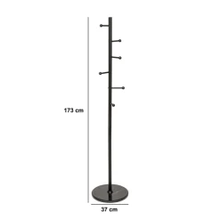Porte-manteaux 8 crochets 173cm, Noir