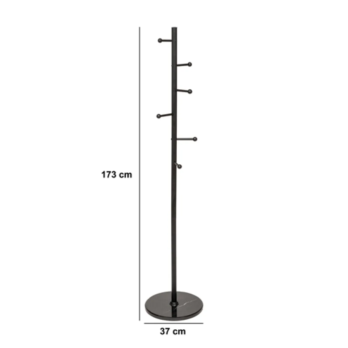 Porte-manteaux 8 crochets 173cm, Noir