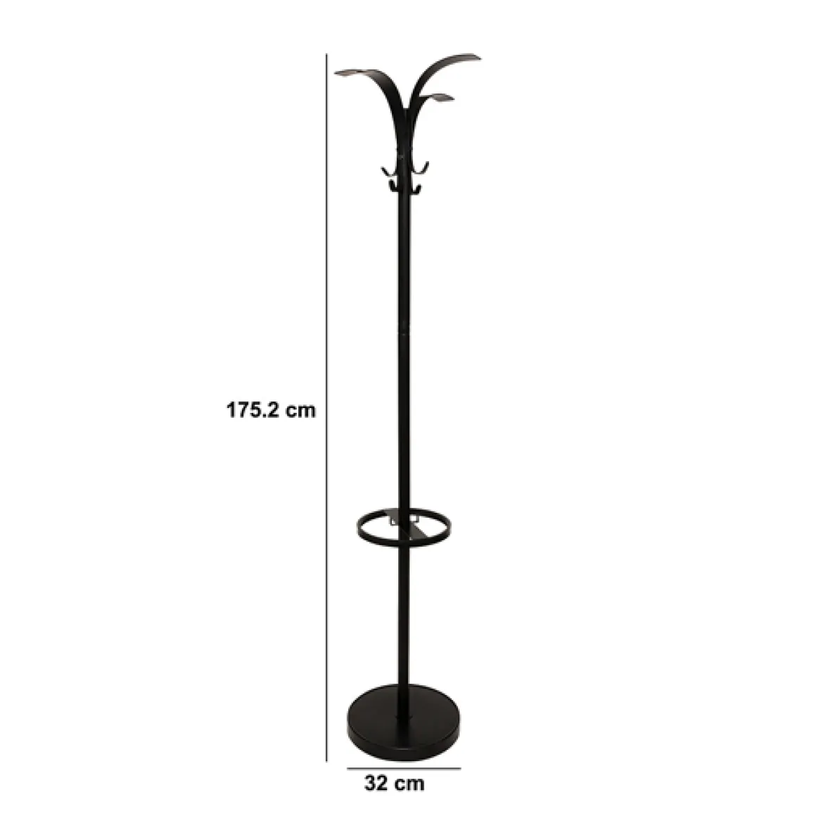 Porte-manteaux 8 crochets 175cm, Noir