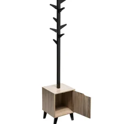 Porte-manteaux effet chêne naturel, Noir