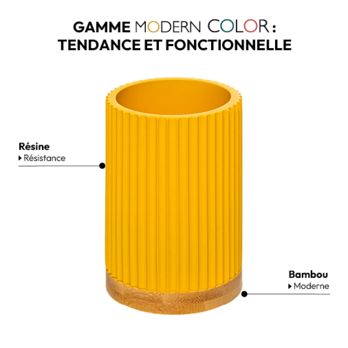 Pot à brosses à dents, Jaune moutarde