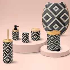 Pot à cotons, Noir et beige