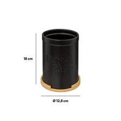 Pot à ustensiles couvercle bambou, Céramique noir