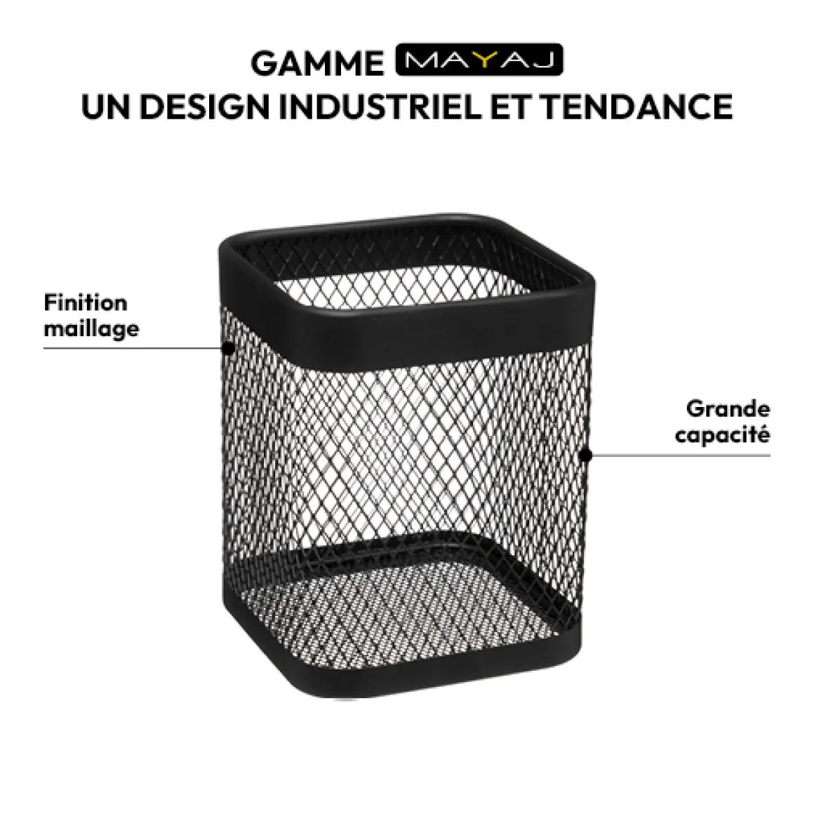 Pot à ustensiles métal, Noir
