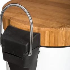 Poubelle à couvercle bambou 3L, Blanc
