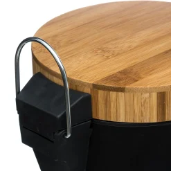 Poubelle à couvercle bambou 3L, Noir