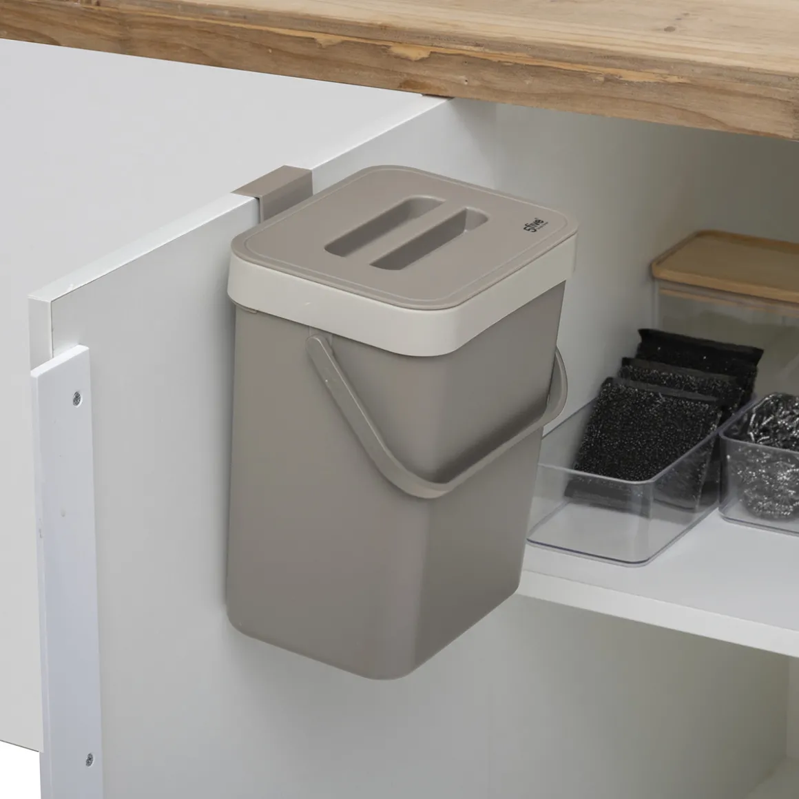 Poubelle compost plastique 5L, Taupe