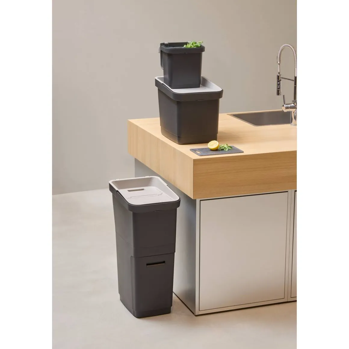 Poubelle de recyclage, 36L, Noir