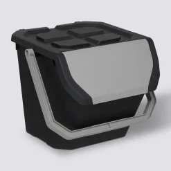 Poubelle de tri plastique 24L, Noir