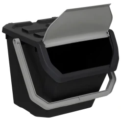 Poubelle de tri plastique 24L, Noir