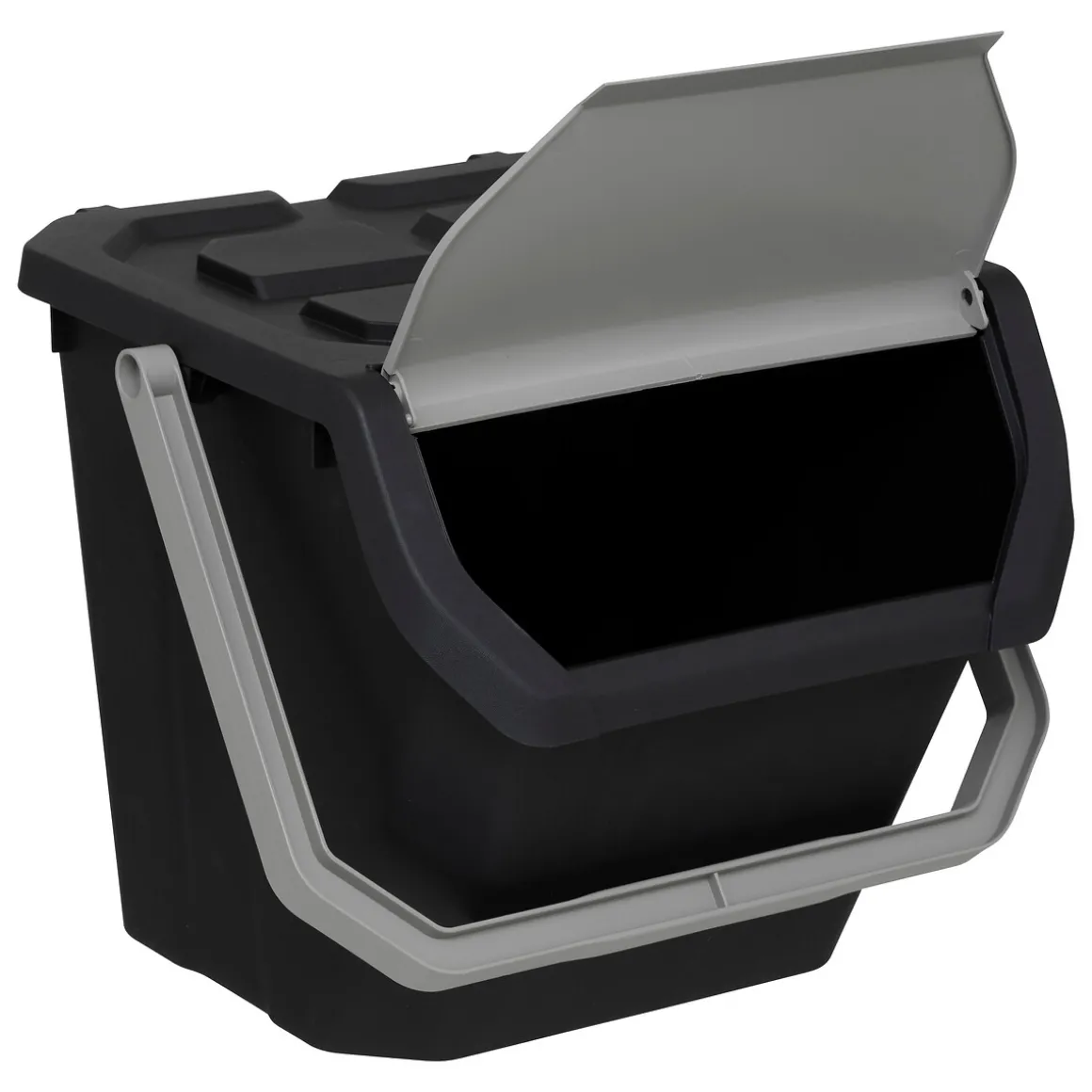 Poubelle de tri plastique 24L, Noir