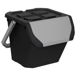 Poubelle de tri plastique 24L, Noir