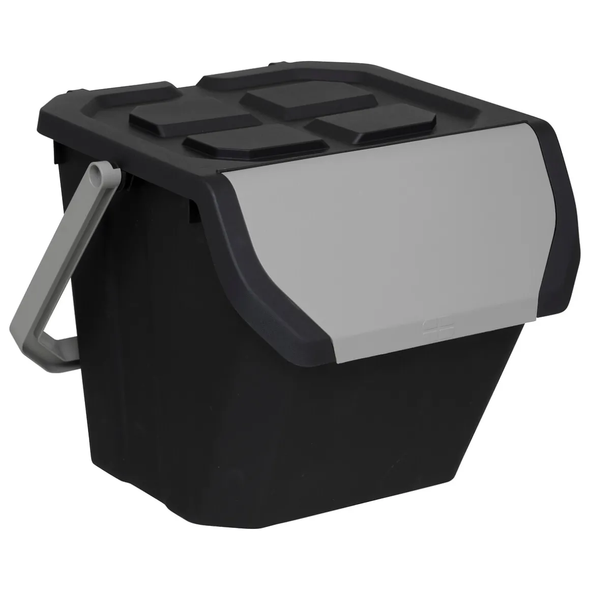Poubelle de tri plastique 24L, Noir