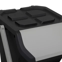 Poubelle de tri plastique 24L, Noir