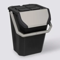 Poubelle de tri plastique 37L, Noir