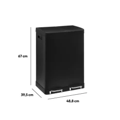 Poubelle de tri sélectif à pédales métal 2x30L, Noir