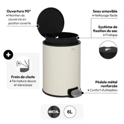 Poubelle métal 6L, Argile
