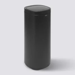 Poubelle métal 50L avec ouverture pression, Noir