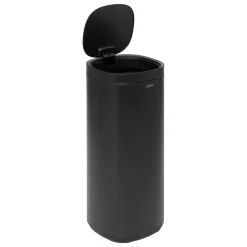 Poubelle métal 50L avec ouverture pression, Noir