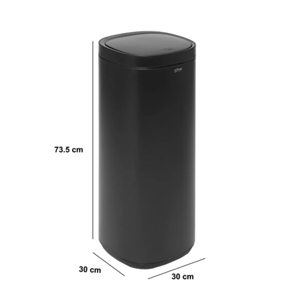 Poubelle métal 50L avec ouverture pression, Noir