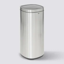 Poubelle métal 50L avec ouverture pression, Gris