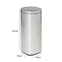 Poubelle métal 50L avec ouverture pression, Gris
