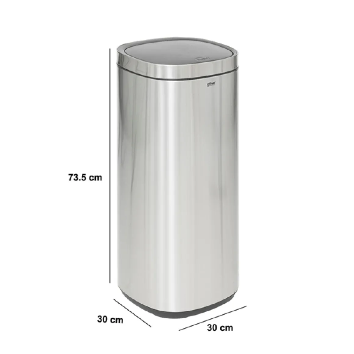 Poubelle métal 50L avec ouverture pression, Gris