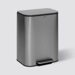 Poubelle métal 50L, Inox finition mat