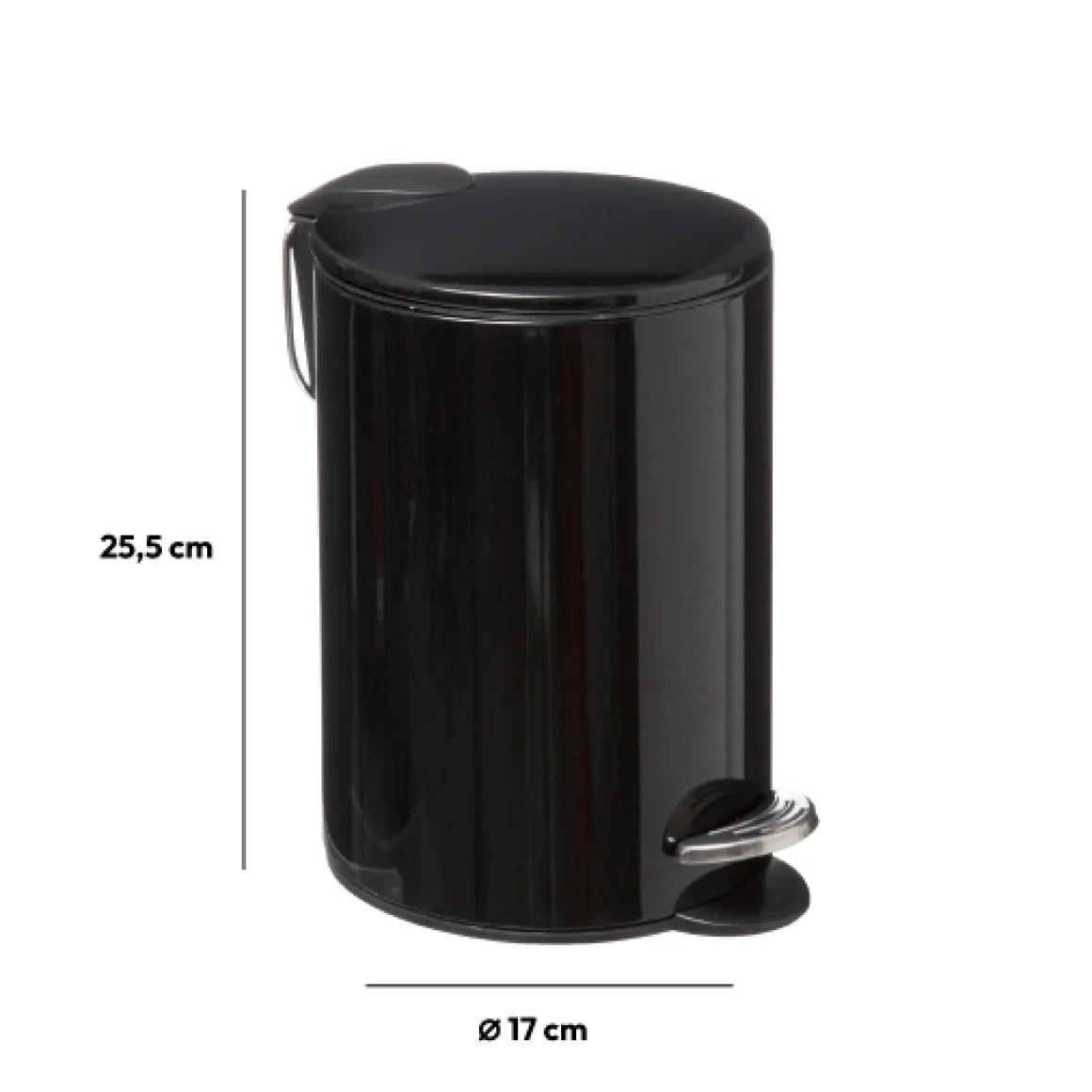 Poubelle métal Soft Close 3L, Noir