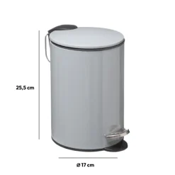 Poubelle métal Soft Close 3L, Gris
