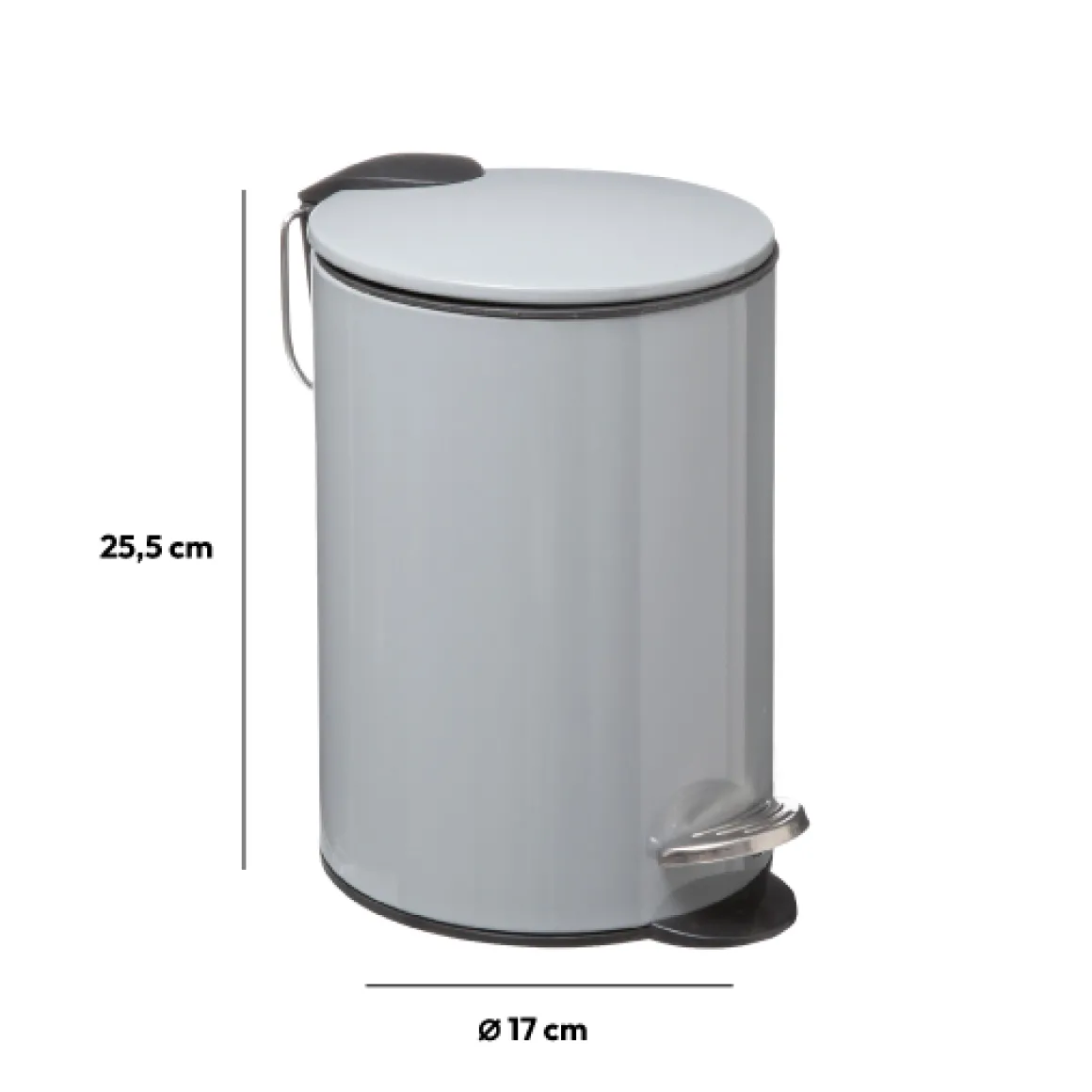 Poubelle métal Soft Close 3L, Gris