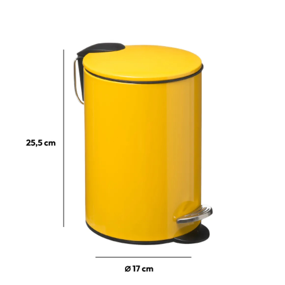 Poubelle métal Soft Close 3L, Jaune