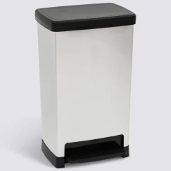 Poubelle, Pédale, 50 l, Argent