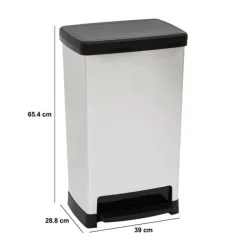 Poubelle, Pédale, 50 l, Argent