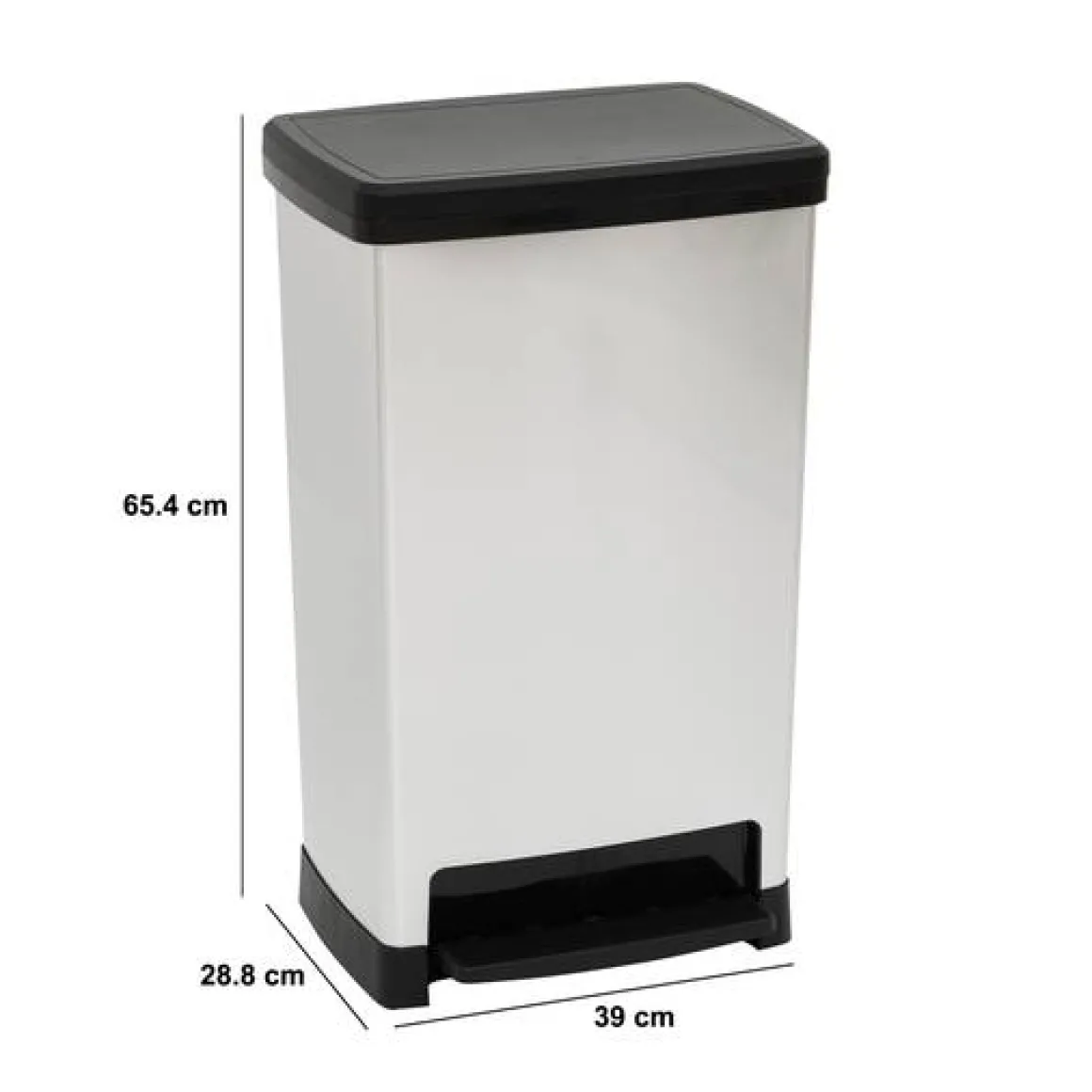 Poubelle, Pédale, 50 l, Argent