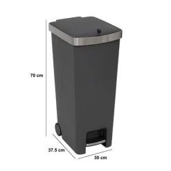 Poubelle, Pédale, 45 l, Gris