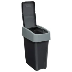 Poubelle plastique 2 ouvertures 10L, Gris