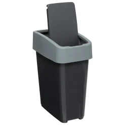 Poubelle plastique 2 ouvertures 10L, Gris
