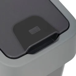 Poubelle plastique 2 ouvertures 10L, Gris