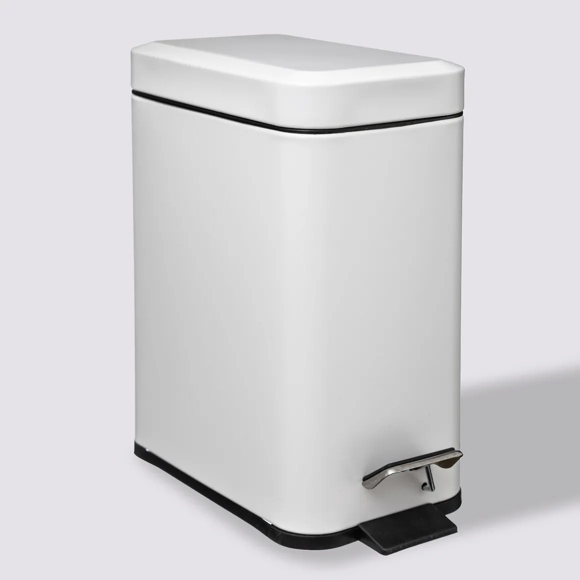 Poubelle rect soft close inox 5l, Blanc