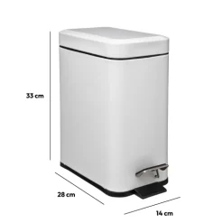 Poubelle rect soft close inox 5l, Blanc