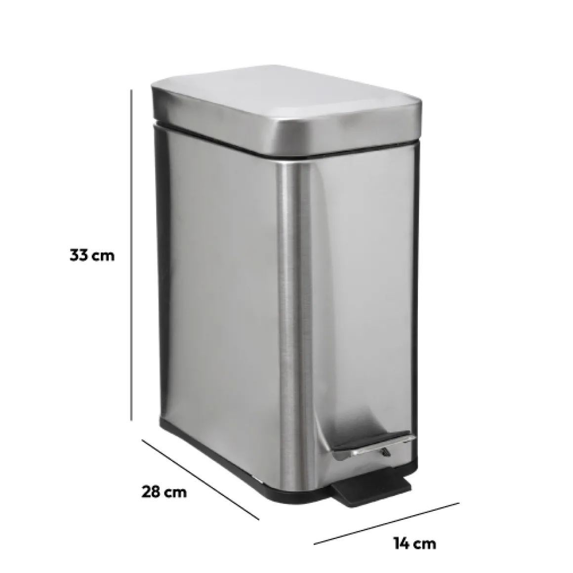 Poubelle rect soft close inox 5l