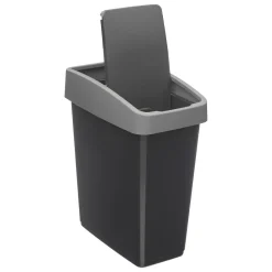 Poubelle rectangulaire à 2 ouvertures plastique 45L, Gris